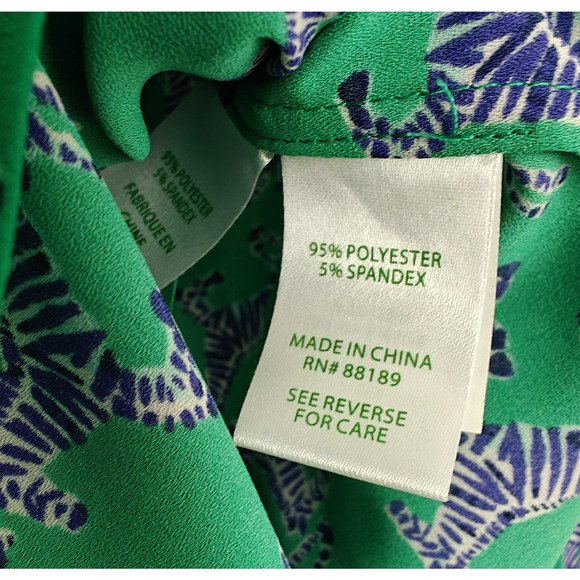Lilly Pulitzer Sea View Button Front Top Size XS Green Blue Zebra Print Resort - Picture 9 of 10